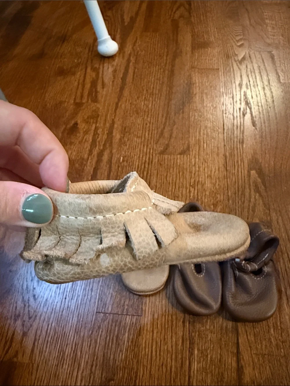 Freshly Picked Baby Moccasins in Beige and Brown